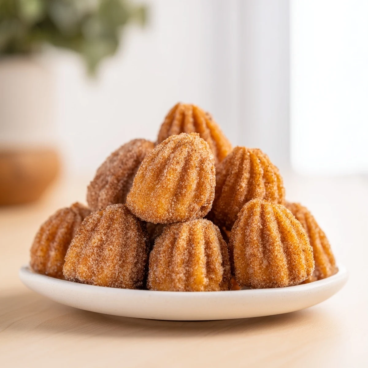 Deliciously warm classic cinnamon sugar churro bites, ideal for festive gatherings or snacking.  