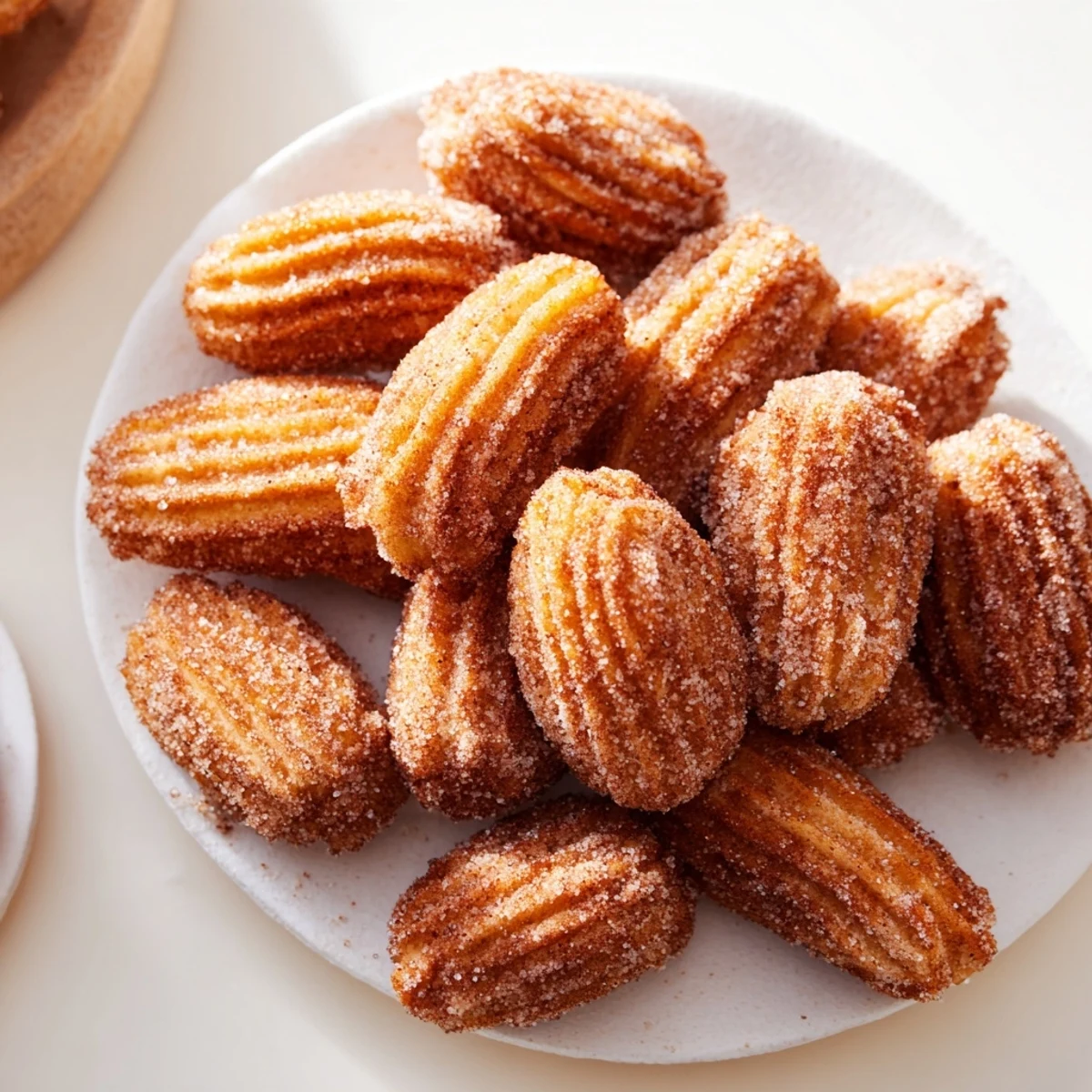 Crispy cinnamon sugar churro bites coated in flavorful sweetness, perfect for sharing.  