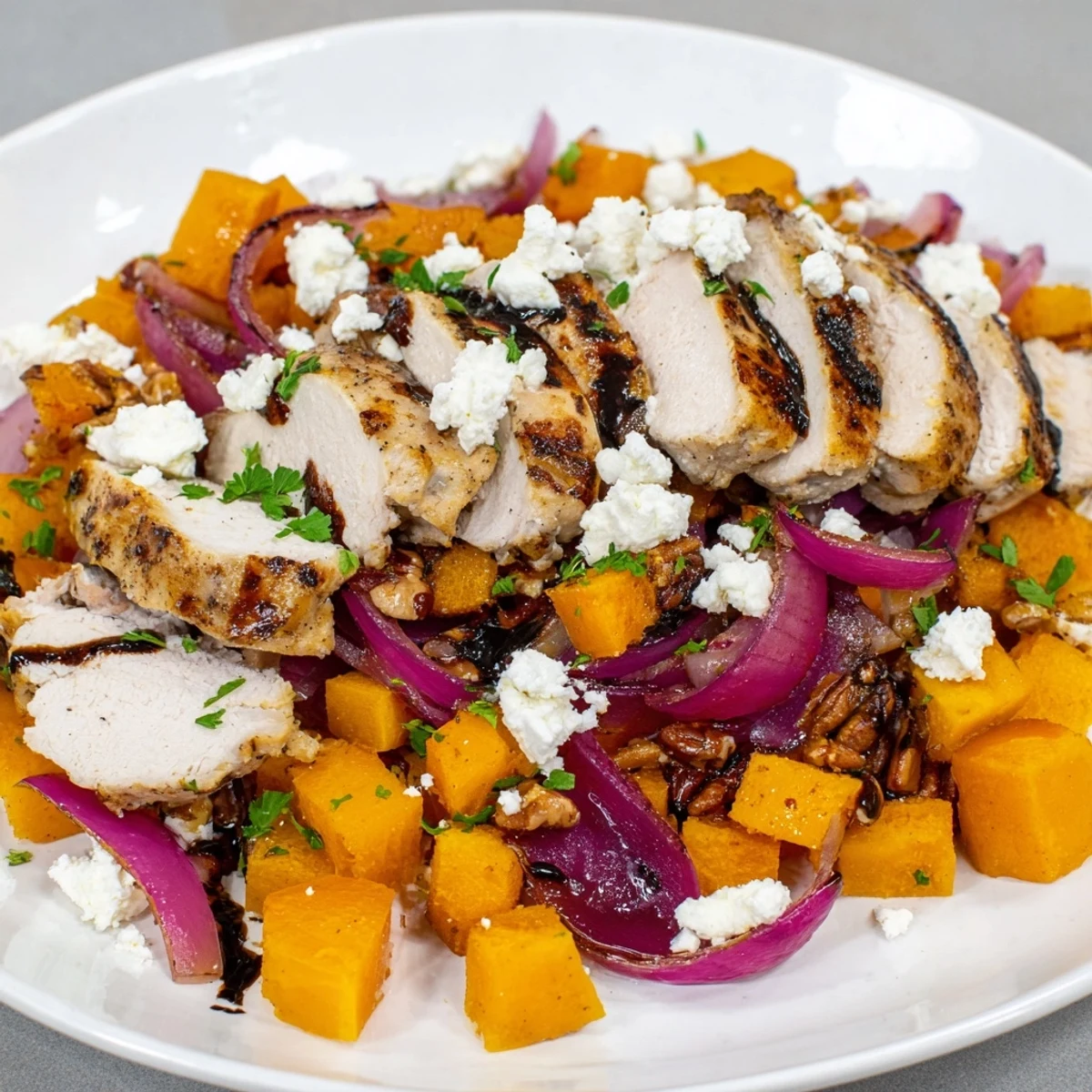 Vibrant Roasted Chicken & Winter Squash Sheet-Pan Salad: imagine the caramelized squash and juicy chicken.