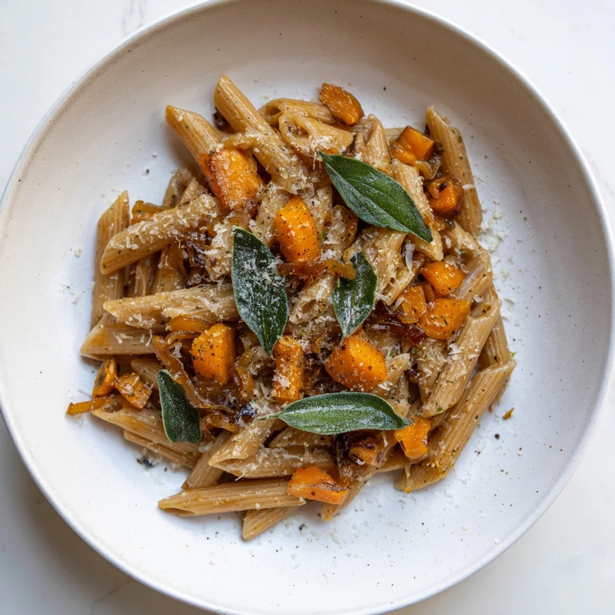 Golden brown butter pasta with butternut squash; a delicious Italian-inspired autumn dinner.