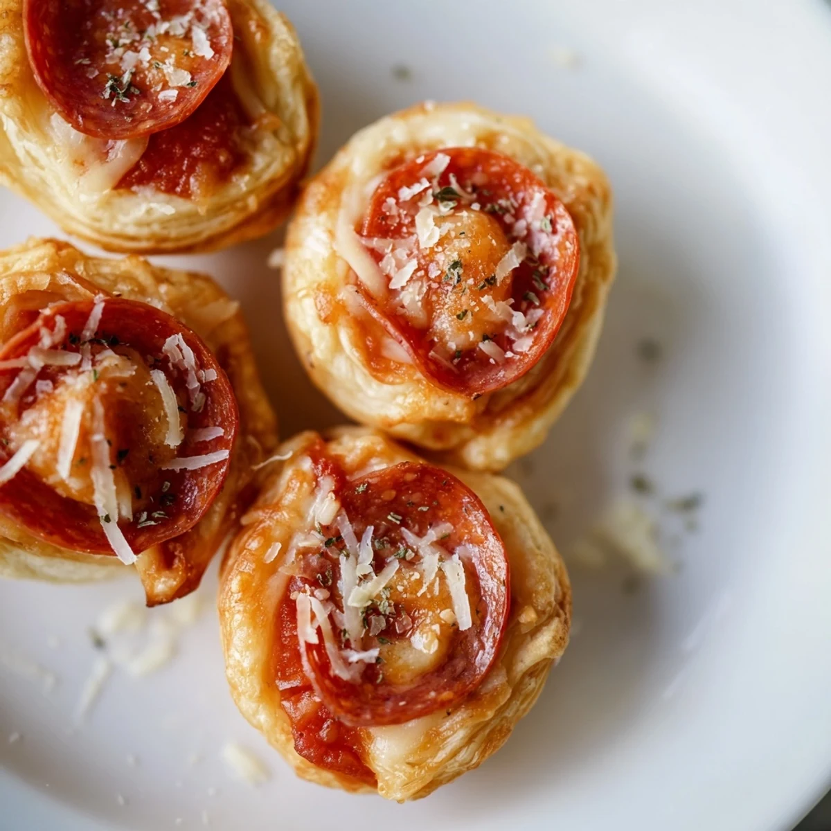 Golden, baked Mini Pepperoni Pizza Pinwheels, oozing cheese, with crispy pepperoni and perfect for snacking.