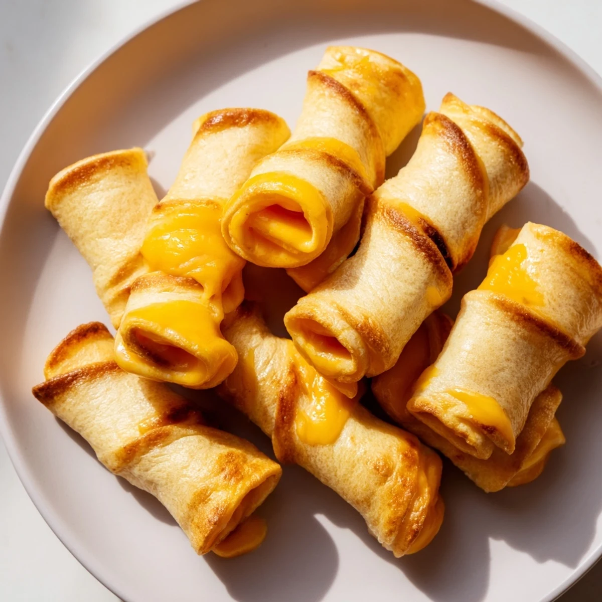 Melted cheddar cheese oozing from each Easy Christmas Grilled Cheese Rollup, a perfect holiday appetizer.