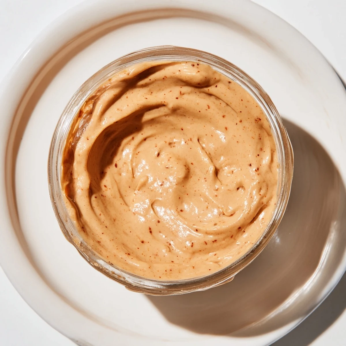 Quick Christmas Cookie Butter Spread swirled beautifully, ready to be spread on toast and enjoyed.