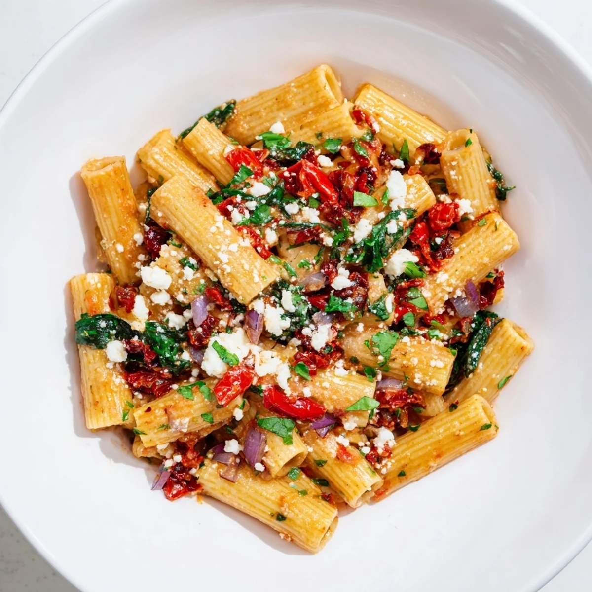 Golden Mediterranean Baked Garlic & Herb Pasta, bubbling hot from the oven, ready to serve and enjoy.