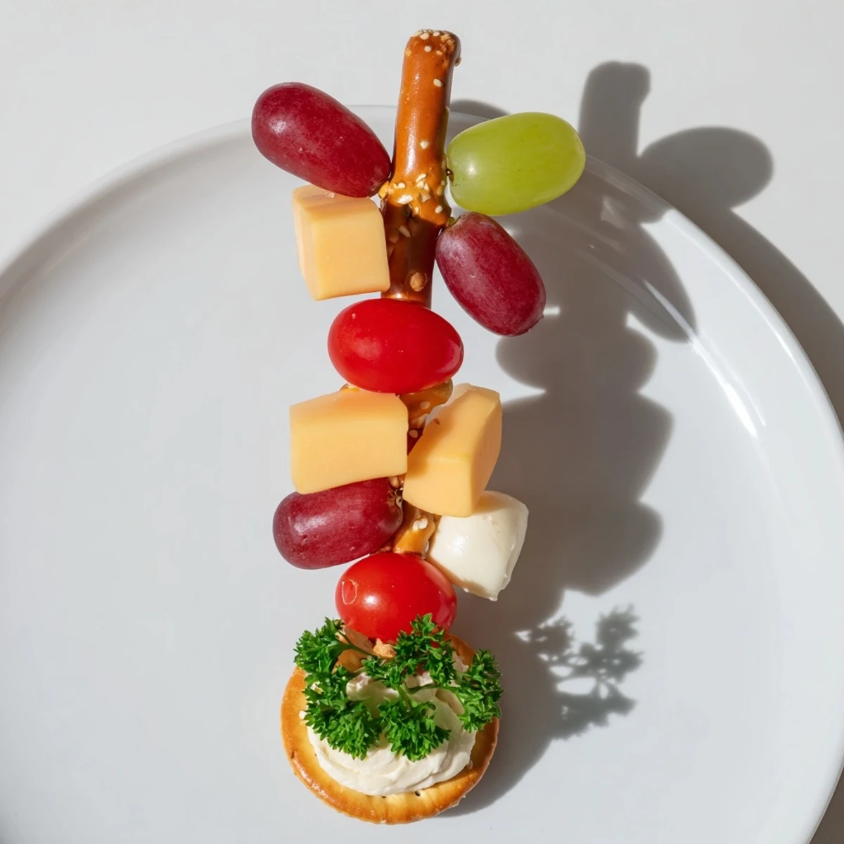 Vibrant Up, Up, & Away Hot Air Balloon Snacks, featuring colorful cherry tomatoes and cheese cubes on pretzel sticks.