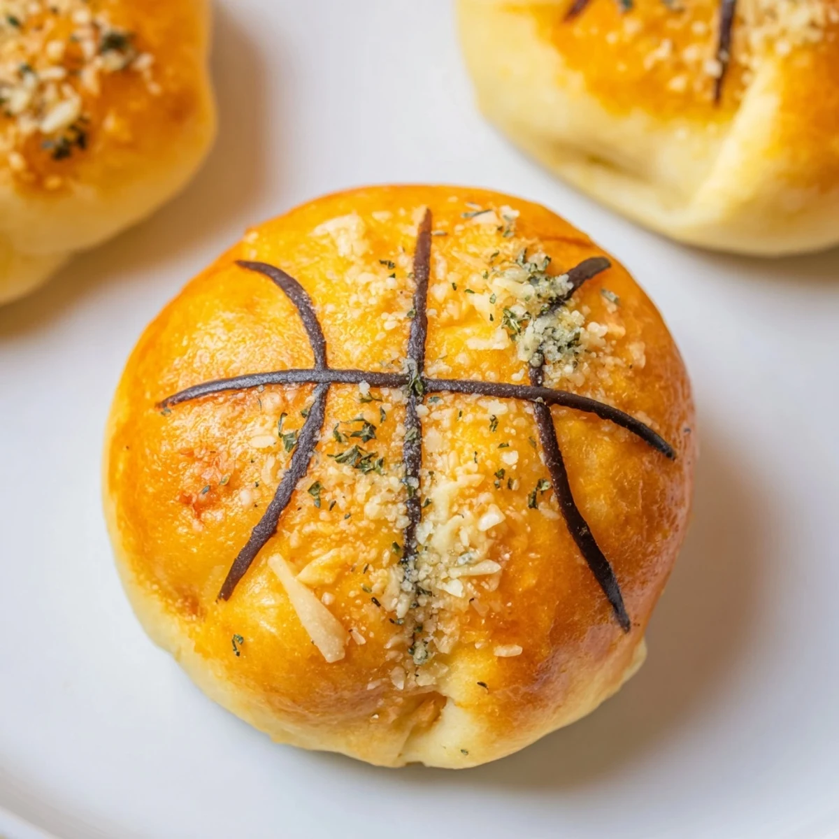 Image 2: Close-up of cheesy, pepperonied Slam Dunk Basketball Pizza Bites, perfect for game day snacking.