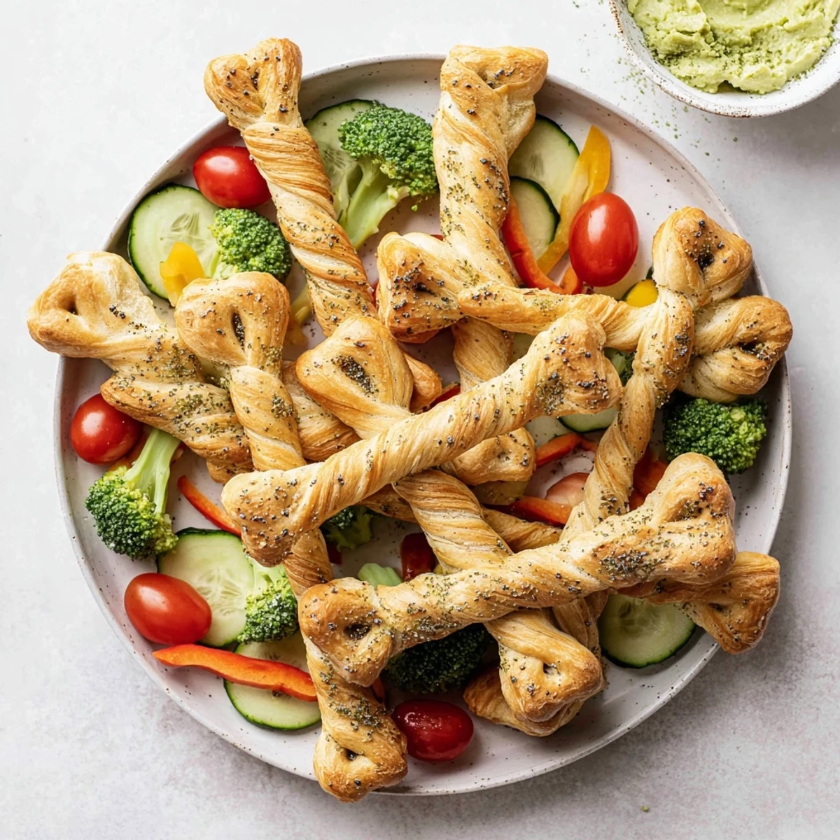 Enjoy a delightful spread of Dinosaur Bone Prehistoric Crudités, a healthy, fun appetizer for kids to enjoy.