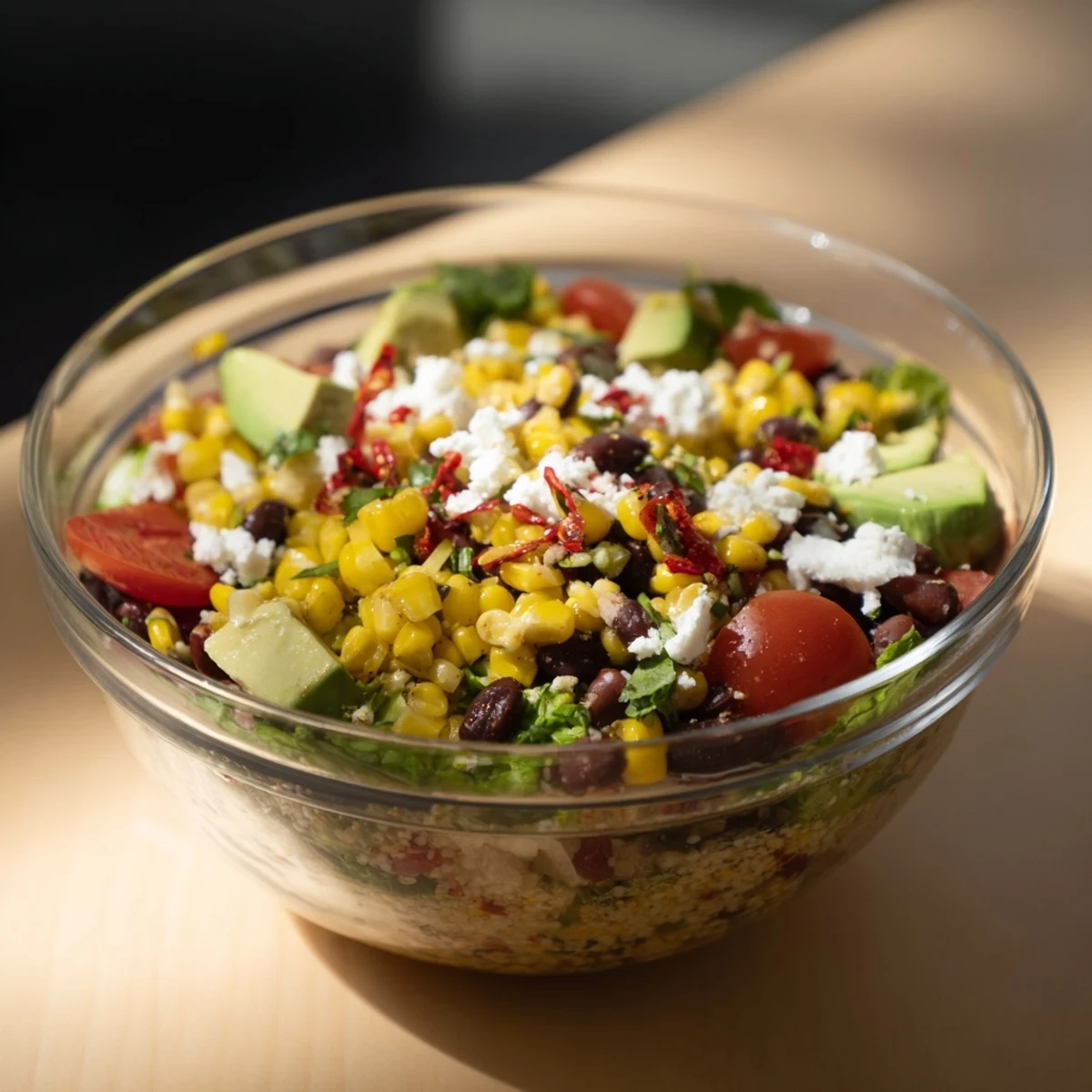 Southwest Sunset Palette salad features layered vibrant peppers and black beans, a truly stunning main dish.