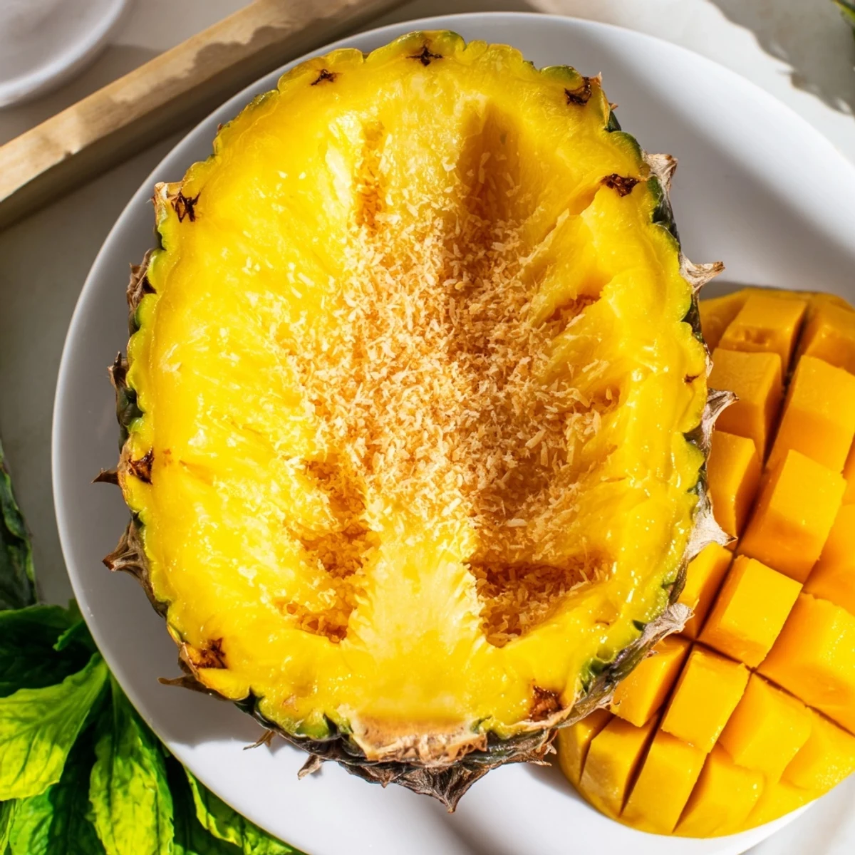 Vibrant Tropical Pineapple Paradise fruit platter: a gorgeous array of fresh, colorful slices ready to eat.