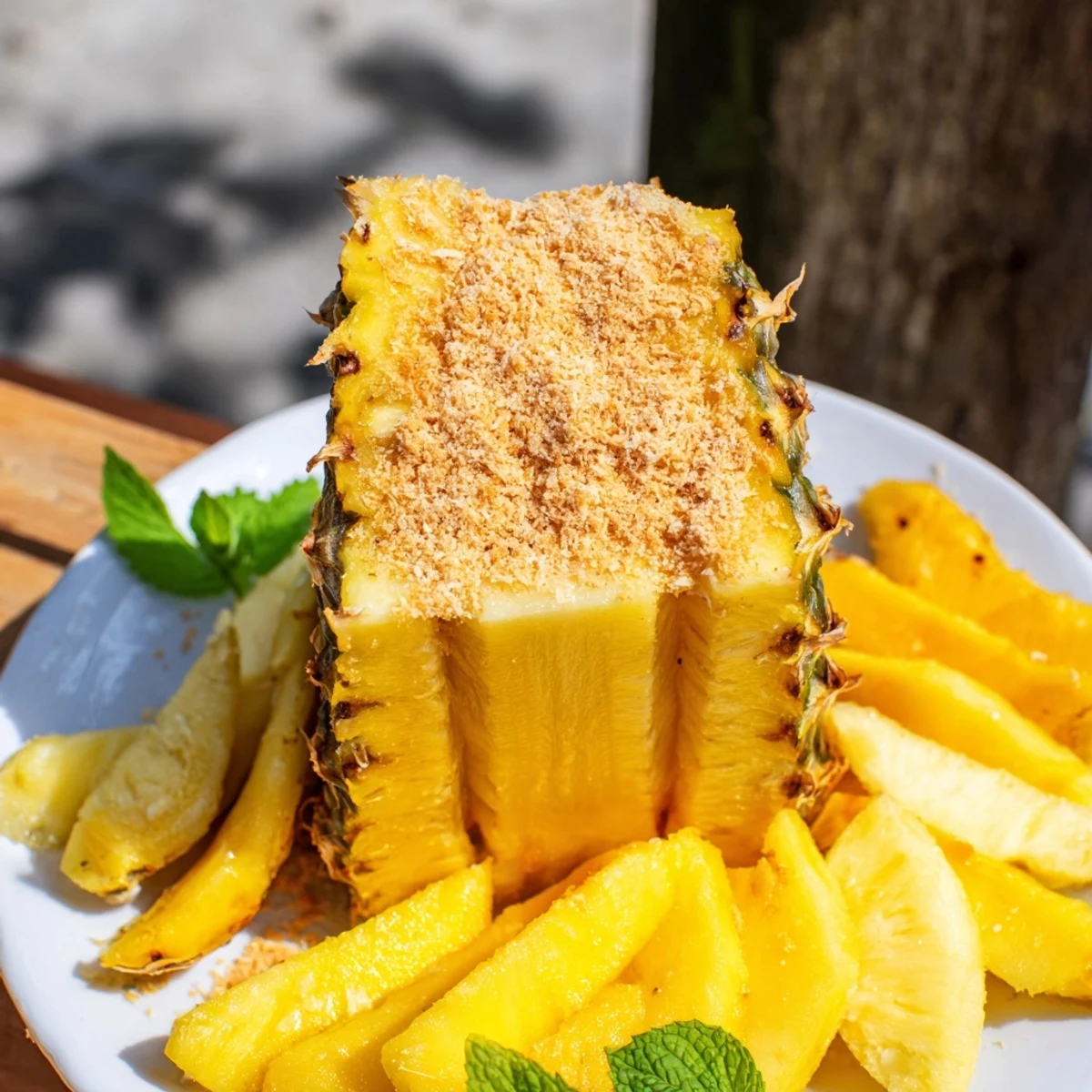 A visually appealing Tropical Pineapple Paradise, showcasing pineapple, mango, and other exotic fruits.