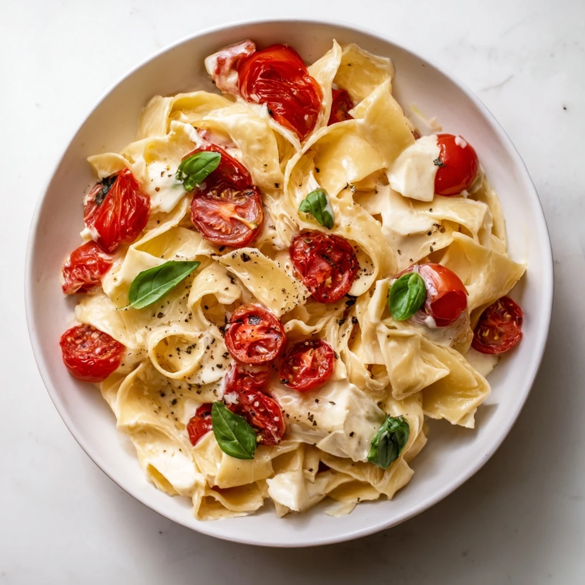 Fettuccine coated in rich Baked Brie Pasta Sauce, a savory Italian-inspired vegetarian dish.