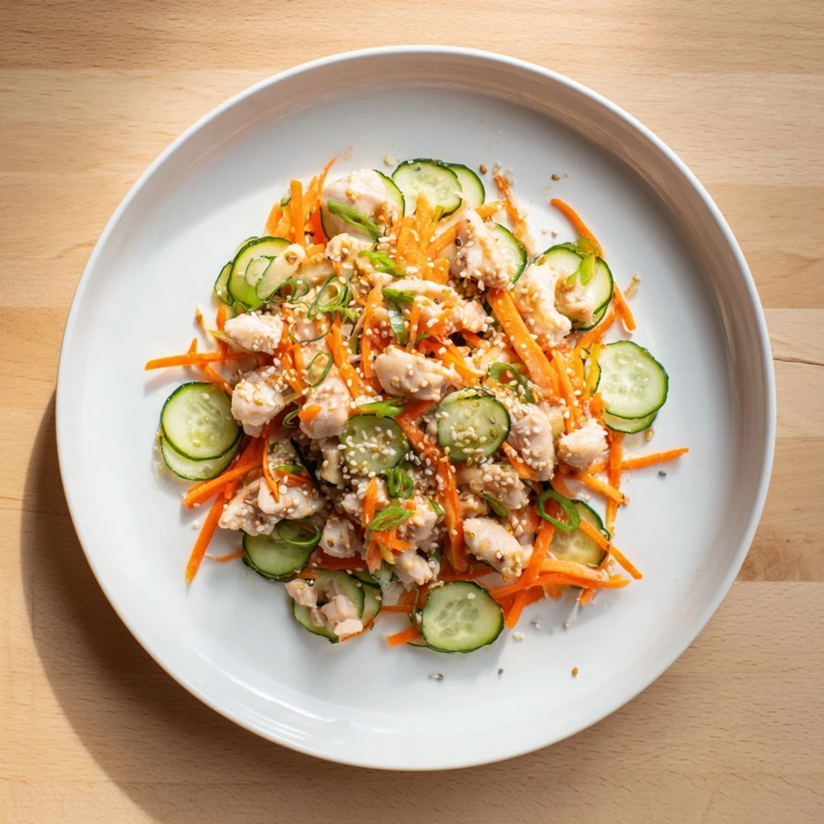 Deli Container Shaker Chicken Salad, featuring juicy chicken and crisp veggies, ready for a quick lunch.