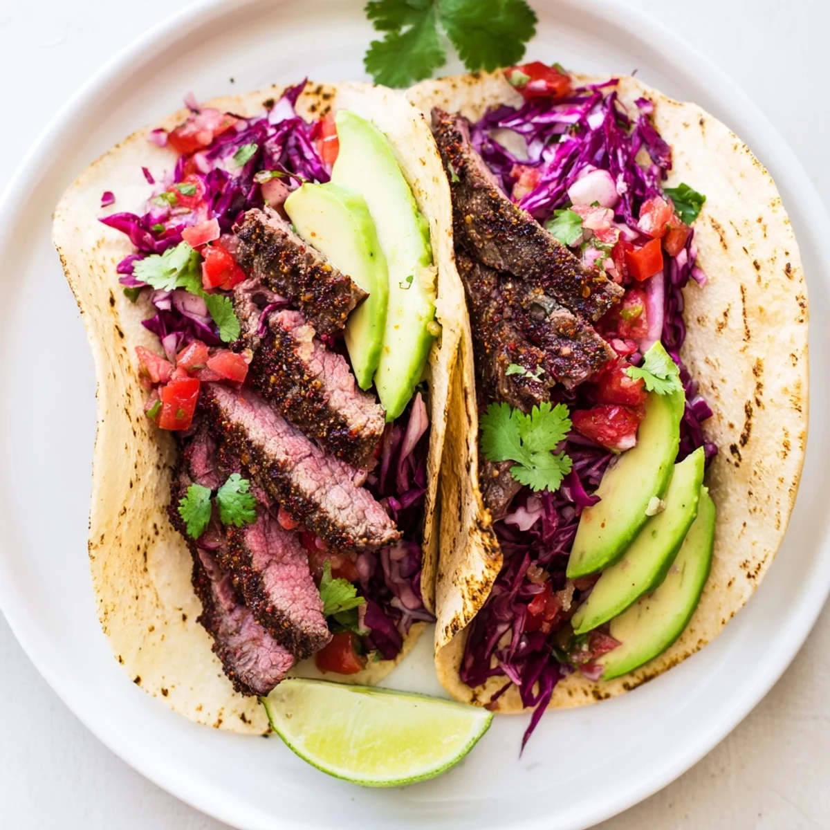 Savory coffee-rubbed steak tacos, grilled to smoky perfection, ready to be filled with fresh, vibrant toppings.