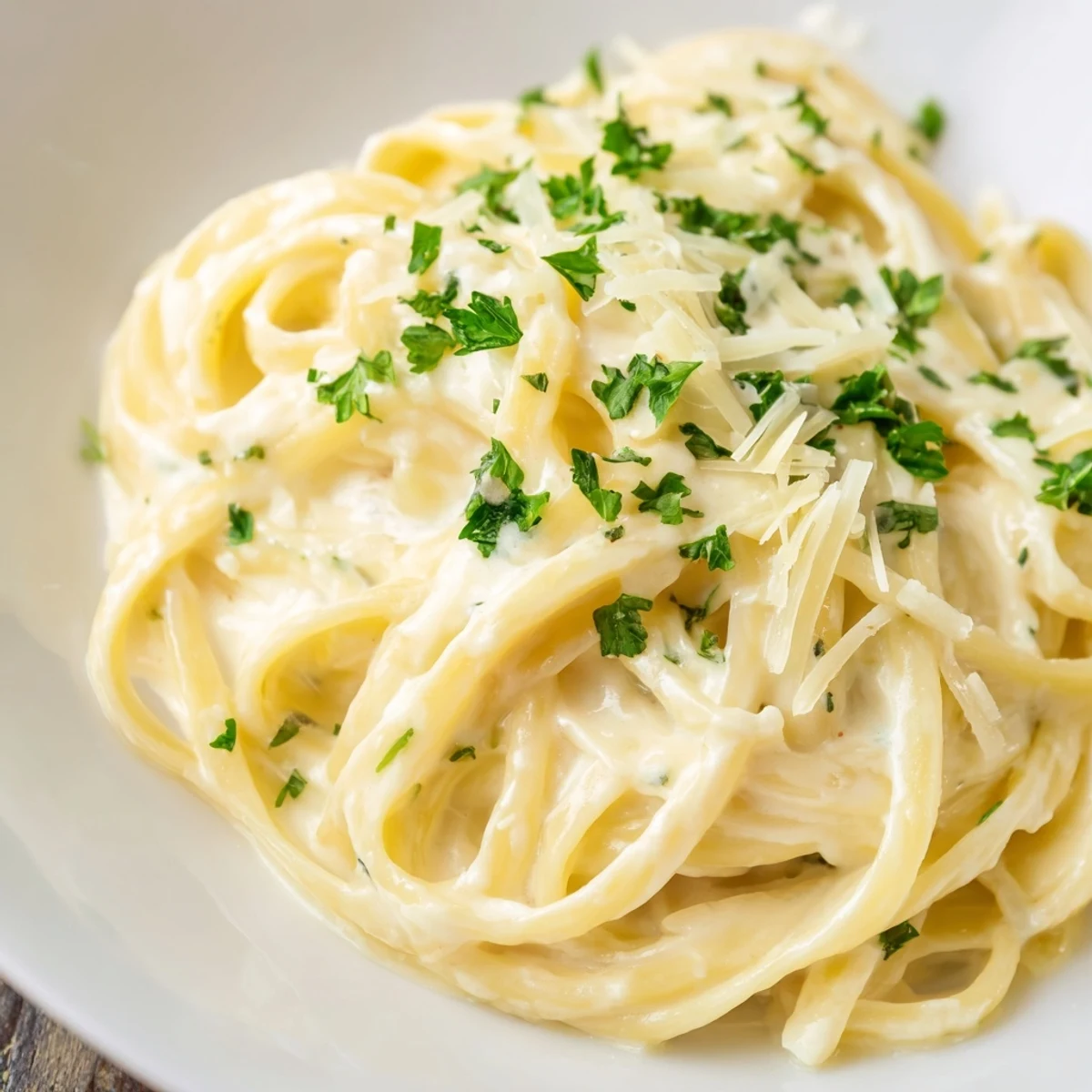 Creamy Pasta Alfredo Cottage Hack, loaded with fettuccine and a rich, blended cottage cheese sauce.