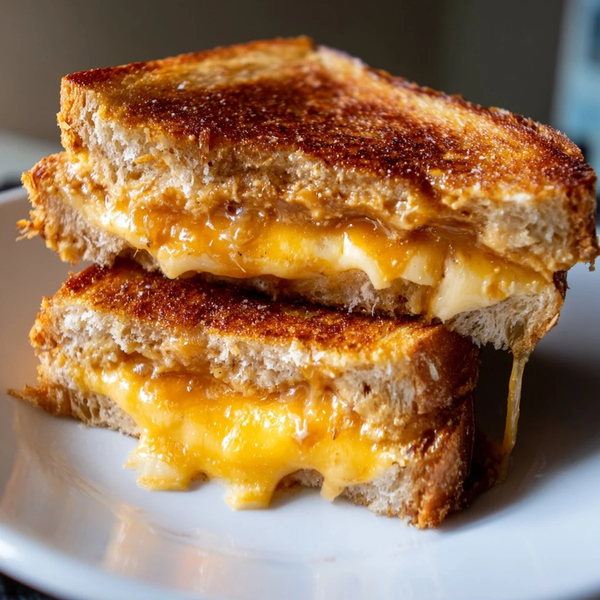 Crispy sourdough highlighting honey-chipotle spice; a close-up of a perfect Honey Chipotle Butter Grilled Cheese.