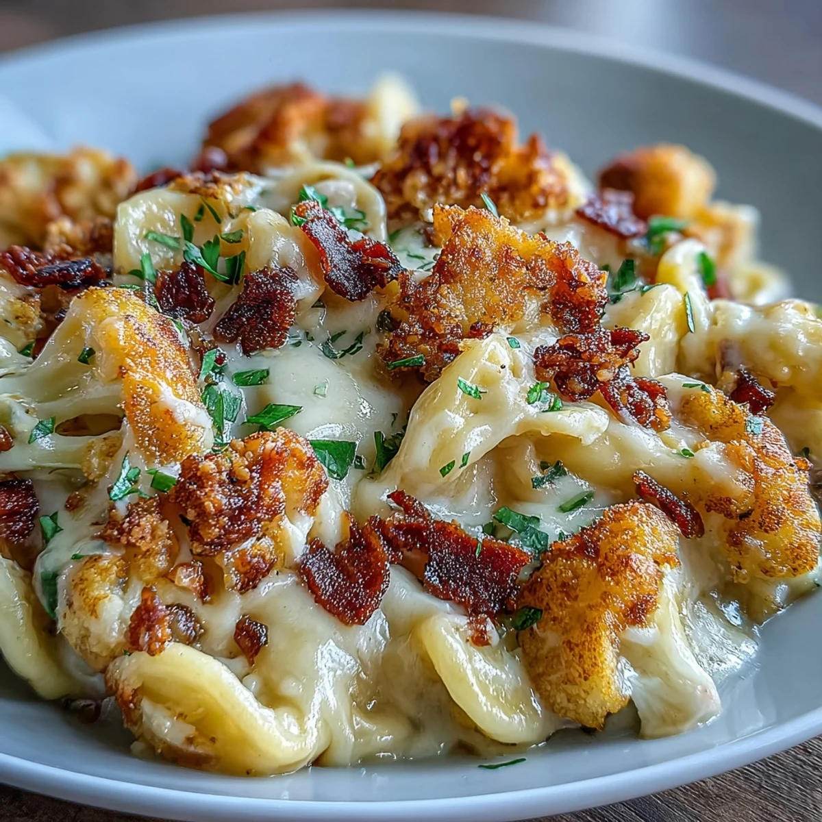 Low-carb comfort food featuring tender roasted cauliflower smothered in rich cheddar cheese sauce.  