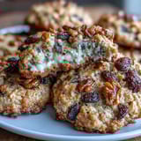 Soft cottage cheese oatmeal raisin breakfast cookies with golden edges and chewy texture, perfect for a healthy morning snack.