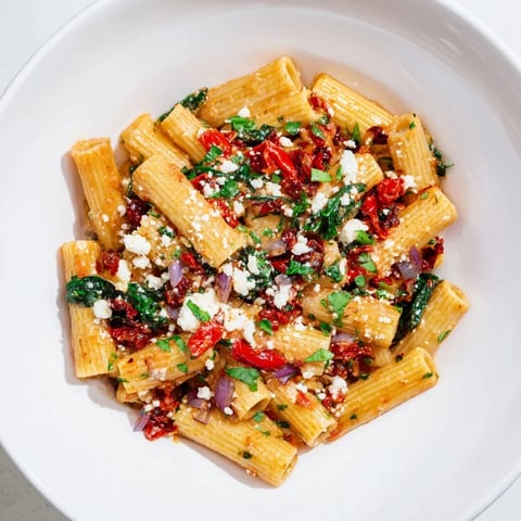 Golden Mediterranean Baked Garlic & Herb Pasta, bubbling hot from the oven, ready to serve and enjoy.
