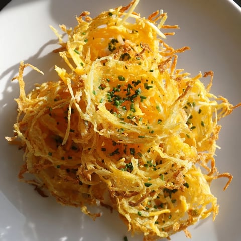 Golden, melted cheese blankets crispy onion slices, making these delicious Crispy Onion Cheese Chips.