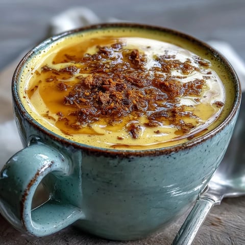 Golden-hued Turmeric and Ginger Golden Milk steaming in a clear glass mug, topped with a cinnamon stick and a light dusting of spice.