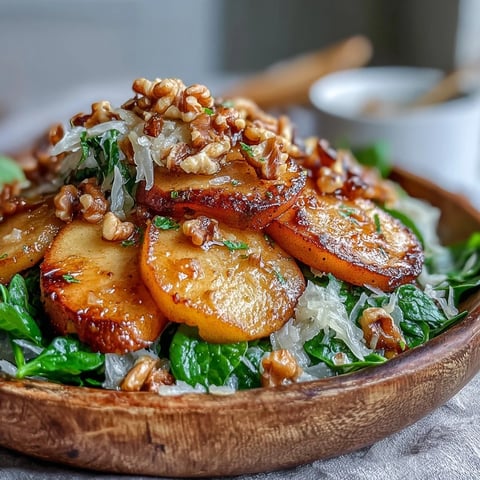 A warm skillet of caramelized apples and sauerkraut, topped with crunchy toasted walnuts and fresh parsley.