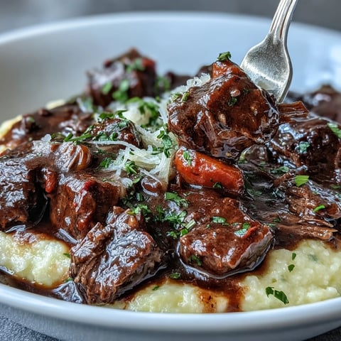 Creamy polenta topped with rich venison stew with Sloe Gin, slow-simmered with aromatic herbs and vegetables.