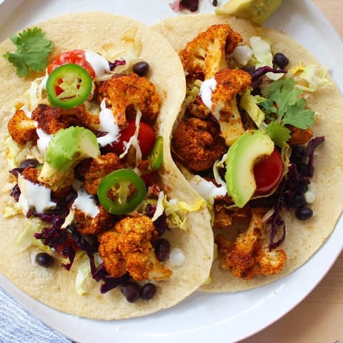 Spicy Cauliflower Black Bean Tacos