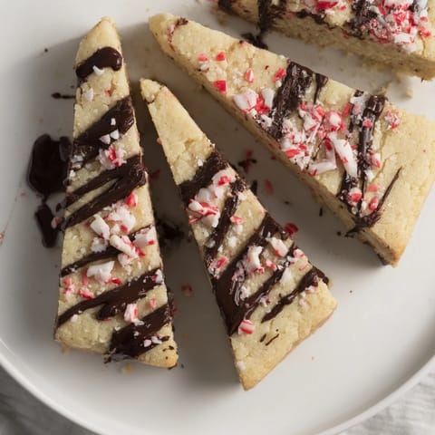 Close-up of freshly baked Chocolate Peppermint Shortbread, a perfect holiday dessert to share.