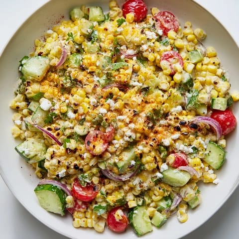 Vibrant Mexican street corn chopped salad featuring Cotija cheese, ready to enjoy.