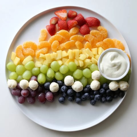 Rainbow Cloud Snack Board bursting with colorful fruits, a fun and easy healthy snack idea.