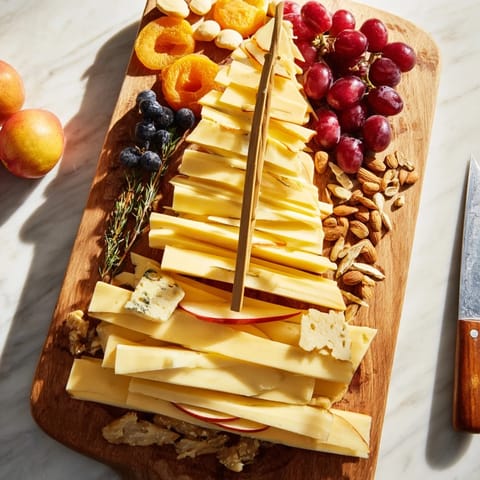 Sailboat Cheese Platter with colorful fruits, nuts, and crackers arranged for an elegant appetizer.