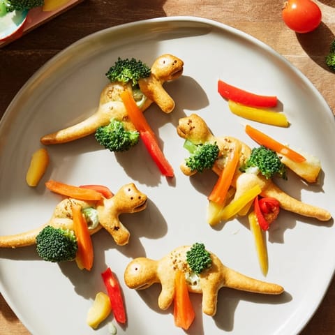 Vibrant Dinosaur Bone Prehistoric Crudités showcasing fresh vegetable sticks and golden, baked breadstick bones.