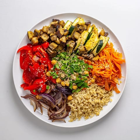 Aromatic clusters of seasonal vegetables create a colorful and tasty The Spice Route medley.