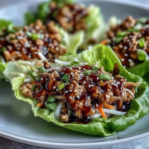 Freshly cooked Potsticker Noodle Lettuce Cups filled with savory turkey, crisp veggies, and noodles in butter lettuce.