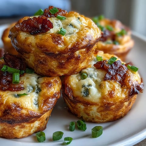 Freshly baked Ranch & Cheddar Egg Muffin Cups with chopped chives are arranged on a wooden board for a savory breakfast.