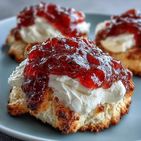 Buttery thumbprint cookies with clotted cream and strawberry jam, perfect for teatime treats.  