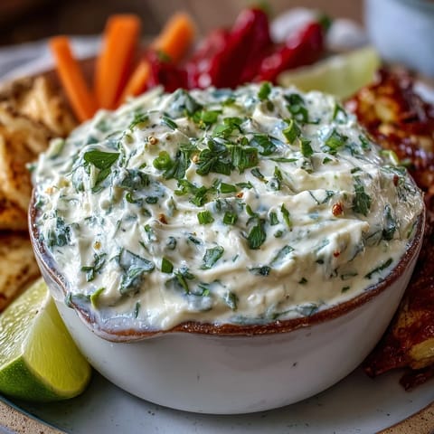 Creamy, protein-rich ranch dip made with whipped cottage cheese, served with fresh vegetable crudités.  