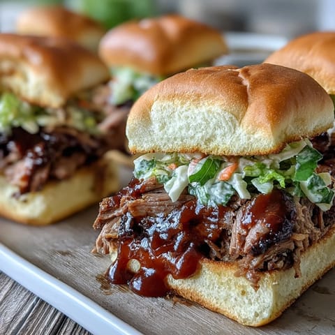 Delicious BBQ Baby Shower Brisket Sliders with juicy, slow-roasted brisket, creamy coleslaw, and a hint of smoky flavor, perfect for sharing.  