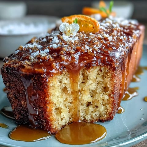A moist gluten-free blood orange polenta cake with a vibrant pink citrus glaze and almond crumb.  