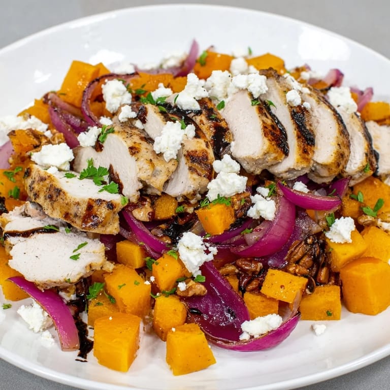 Vibrant Roasted Chicken & Winter Squash Sheet-Pan Salad: imagine the caramelized squash and juicy chicken.