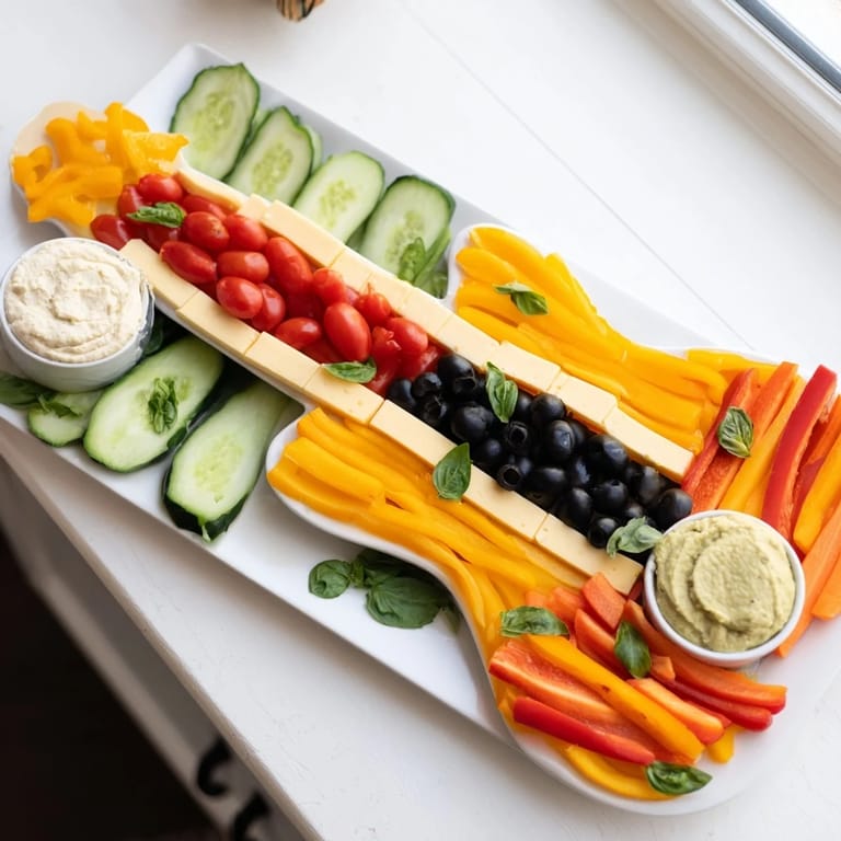 Enjoy the vibrant Rock Star Guitar Snack Platter, featuring colorful veggies, cheeses, and dips.