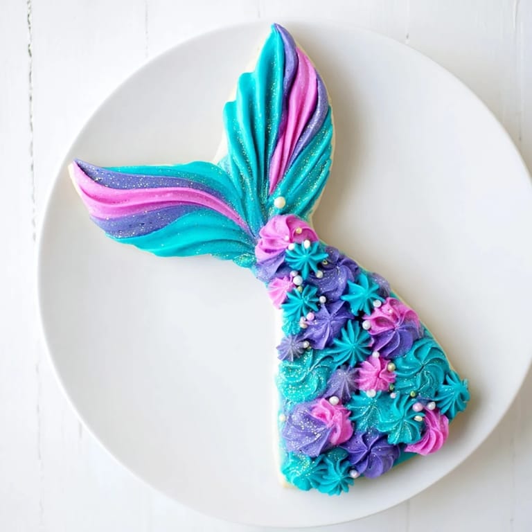 Ocean-themed mermaid tail sweets decorated with candy pearls provide a glimpse of a magical under the sea dessert experience.