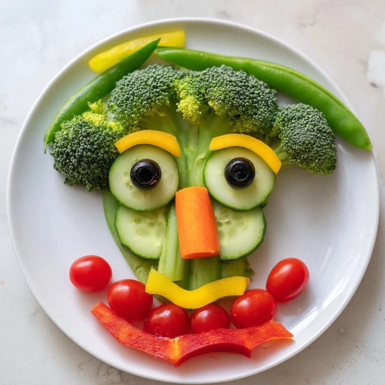 Holiday-themed Savory Crudités: Grinch Face Veggie Platter, a healthy and colorful veggie spread for kids.