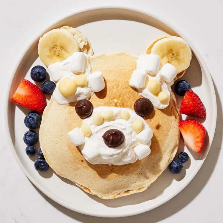 Imagine a festive Polar Bear Pancake Stack board brimming with pancakes, berries, and delicious spreads.