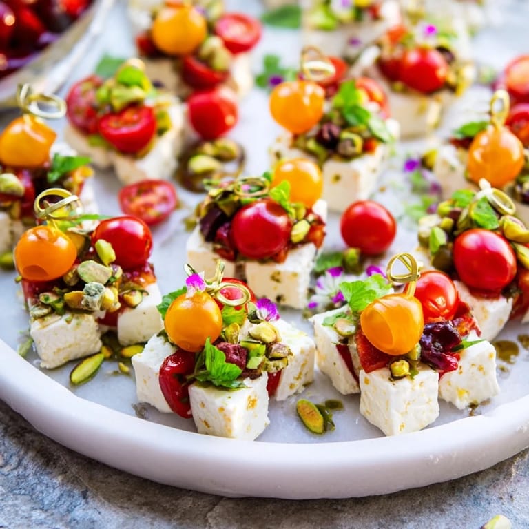A delicious "Hanging Gardens" appetizer with goat cheese balls, fresh grapes, and creamy dips for dipping.