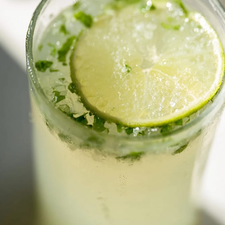 Zesty Mint Lime Agua Fresca, perfectly chilled and garnished with fresh lime slices, a summer favorite.