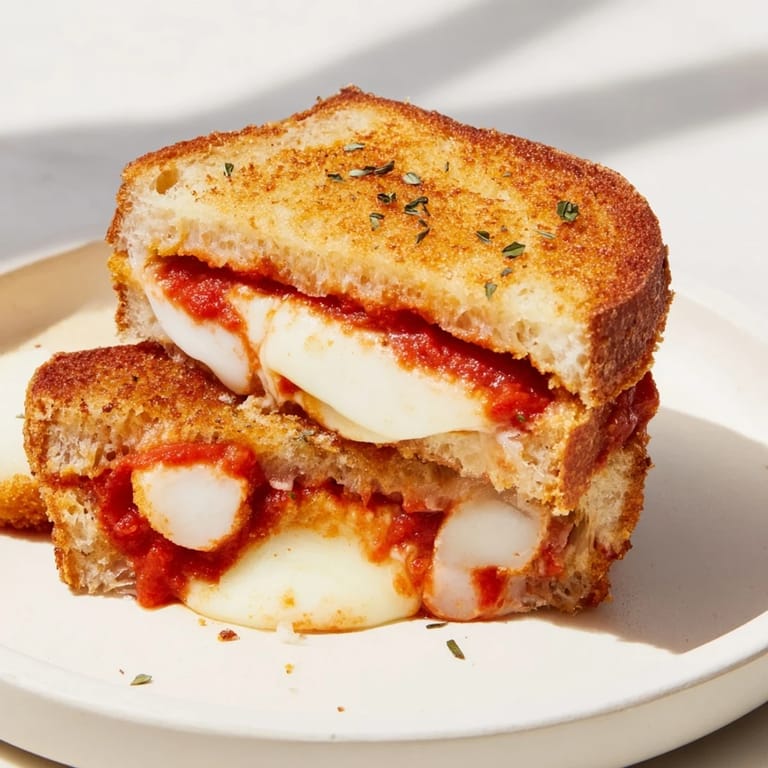 Crispy Italian bread holds a flavorful surprise: the deliciously cheesy Mozzarella Stick Grilled Cheese.