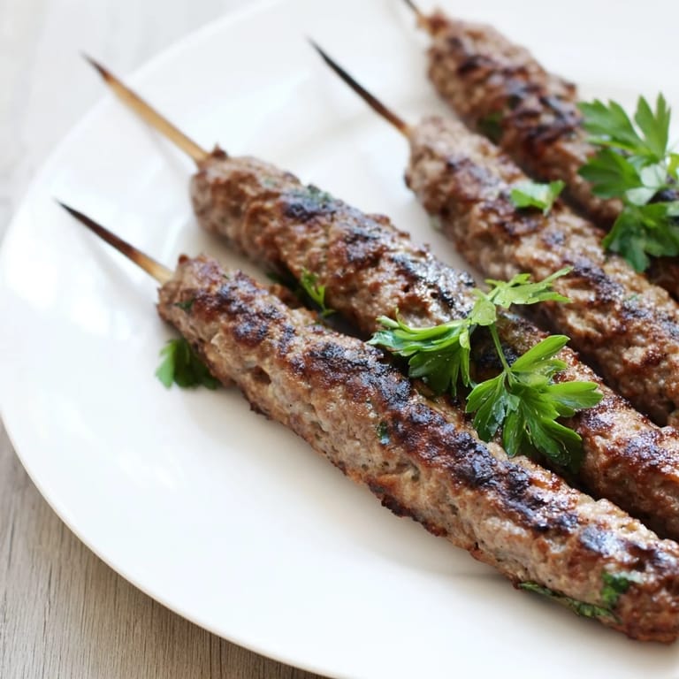 Perfectly cooked Iraqi Kebab Tikka offering aromatic spices, charred edges, and a flavorful blend of ground meat.