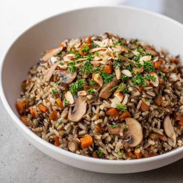 Serve this savory Wild Rice and Mushroom Pilaf warm alongside roasted chicken or as a hearty vegetarian main.