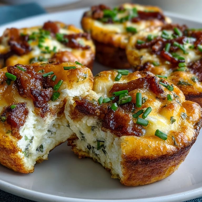 Upright Ranch & Cheddar Egg Muffin Cups show melted sharp cheddar and crispy bacon on a parchment-lined tray for meal prep.
